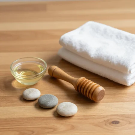 רפלקסולוגיה בנס ציונה - גלגלת עץ לרגליים, שמן ומגבות